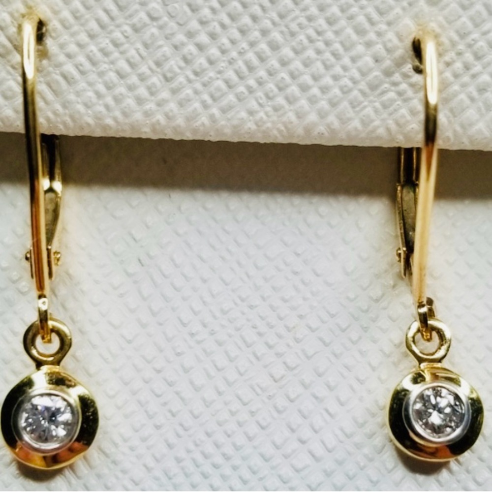 14kt Solitaire Diamond Dangle -
Drop Earrings